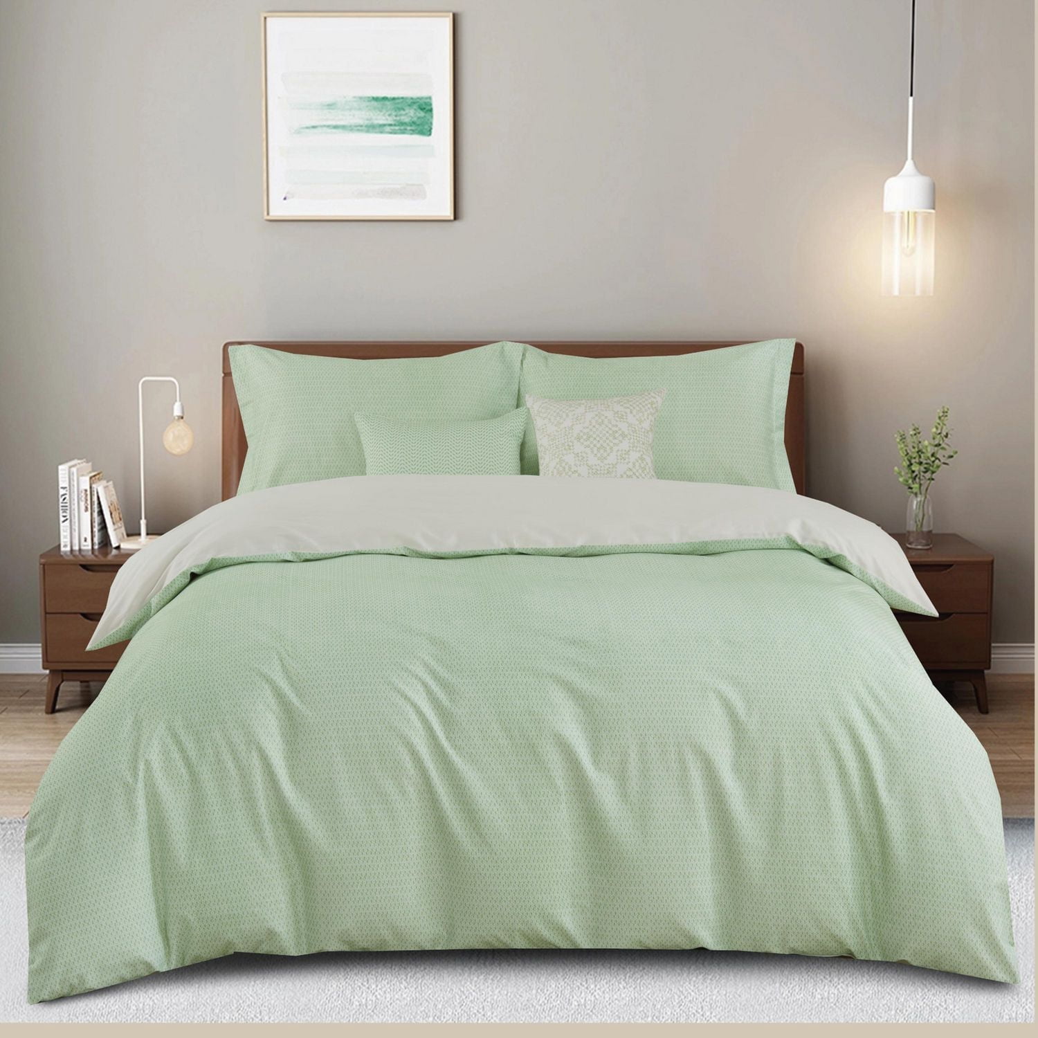 Ensemble de couette 5 pièces Johnson Home - Coton 200 fils, comprend des taies d'oreiller et des coussins décoratifs