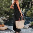 thumbnail image 4 of Plebaso Women's V Neck Sleeveless Jumpsuits Loose Spaghetti Strap Casual Wide Leg Rompers with Pockets, 4 of 7