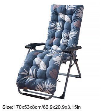 Outdoor Lounge Chair Cushion Leaves Print Thicken Garden Patio Recliner Rattan Chair Seat Pad