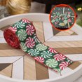 thumbnail image 2 of TopLLC Christmas Ribbon Wired 5.5 Yards 2.5 inch Red Green Candy Peppermint Burlap Wired Edge Ribbon, Glitter Christmas Tree Decorative Ribbon Christmas Decorations for Gift Wrapping Craft Bow Wreath, 2 of 9