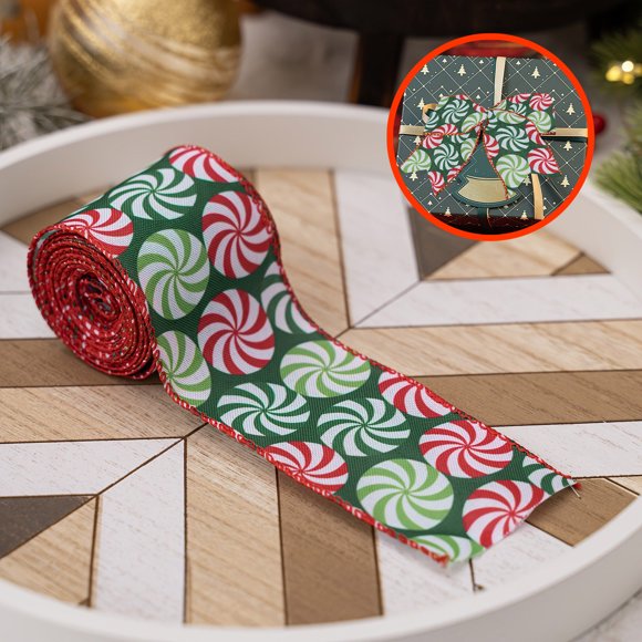 Danhjin Holidays Decorations Ribbon Christmas Decoration Ribbon Christmas Candy Printed Ribbon 5 Meter Christmas Gift Ribbon Wrapping Ribbon DIY Bow Ribbon Christmas Decorations