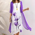 thumbnail image 1 of JUNWELL Robes pour Mère de la Mariée Ensemble Deux Pièces pour Femmes Robe Midi à Imprimé Floral avec Cardigan en Mousseline de Soie Formelle de Fête Sans Manches Grande Taille Robes d'Invitée de Mariage pour Femmes 2024 Tenue de Villégiature, 1 of 7