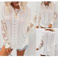 thumbnail image 4 of IROINID Women's Round Neckline Pullover Sweater Solid Color Comfy Mid-Length Long Sleeve Knit Sweater Coat, 4 of 5
