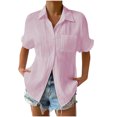 thumbnail image 2 of Styesk Hauts pour Femmes Chemise d'Été Unie à Col à Revers à Manches Courtes Ample à Boutons, 2 of 6