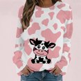 thumbnail image 2 of CEHVOM Womens Shirts Round-Neck Print Long Sleeve Tops Printed Regular Blouse Clearance, 2 of 5