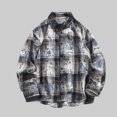 thumbnail image 1 of Men's Checkered Long Sleeve Shirt, Button Up Cardigan Style Casual Top with Classic Plaid Design for Daily Wear, Winter Spring Flannel Shacket, Relaxed Fit Sizes M to 5XL, 1 of 9