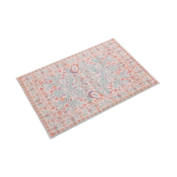 Green Bathroom Carpet Washable Non Slip Pad Bohemian Style Soft Old Cute Bird Bathroom Carpet Polyester for Bathroom Shower Sink Laundry Room Children Bedroom