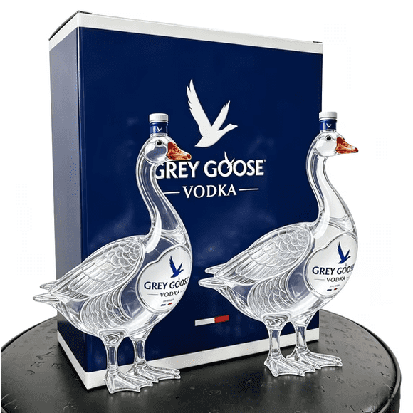 Grey Goose 30th Anniversary Snow Goose Shaped Vodka Bottle – Limited Edition Collectible French Glass Decanter