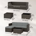 thumbnail image 2 of 3-Piece Outdoor Rattan Wicker Patio Furniture Set, Light Grey PE Wicker Corner Sofa, Ottoman and Glass Top Coffee Table for Backyard, Garden, Porch and Poolside, 68"L x 49"W x 24"H, 2 of 7