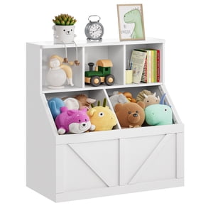 Étagère de livre, bibliothèque pour enfants avec 3 Étagères ouvertes, plateau en bois avec 2 Boîtes de rangement, Bibliothèque de sécurité pour enfants pour salle de jeux