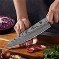 thumbnail image 4 of Professional Chef Knife - 8-inch 7CR17MOV Steel Kitchen Knife - Black Resin & Damascus Laser Razor Sharp Butcher Knife with Sheath, 4 of 7