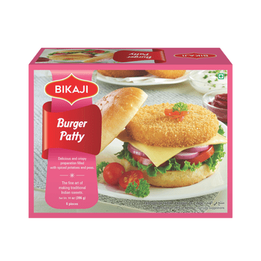 Bikaji Galette de Hamburger Surgelée, (396g) Préparation Délicieuse et Croustillante Remplie d'Épices, de Pommes de Terre et de Pois