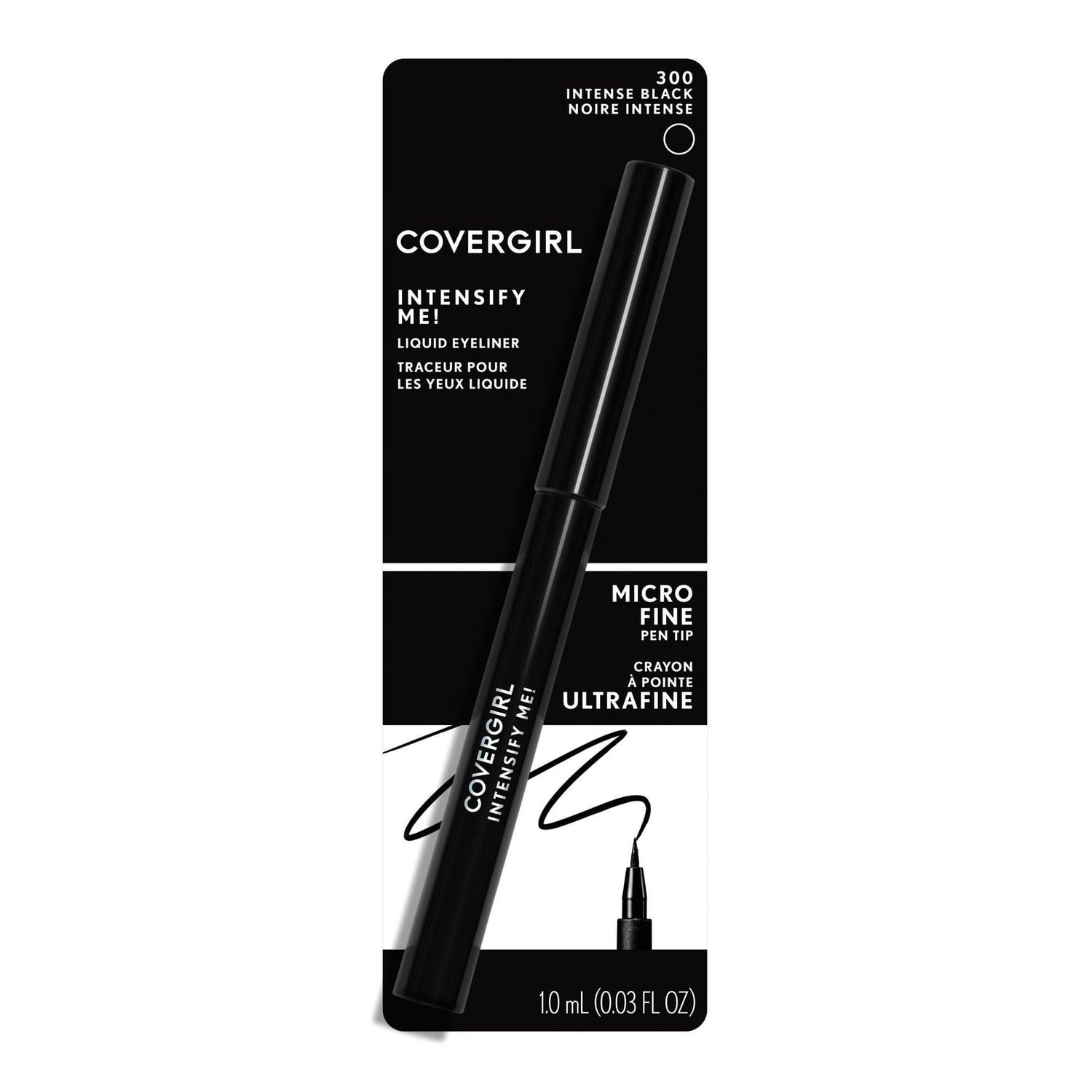 COVERGIRL Perfect Point Plus Intensify Me 300, Intense Black, eyeliner liquide, longue tenue, application sans bavures, convient aux yeux sensibles, 0,9 ml