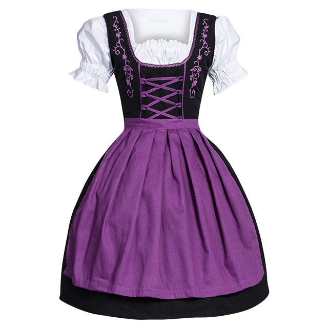 Kcodviy Robe Allemande pour Femme Grande Taille Veste Robe Col Carré Tablier Manches Évasées Robes Grande Taille Oktoberfest Fille Bière