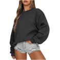 thumbnail image 2 of Mefallenssiah Mode Femmes Décontracté Manches Longues Col Rond Chandail Ample pour Dames Hauts Blouse Noir G, 2 of 7