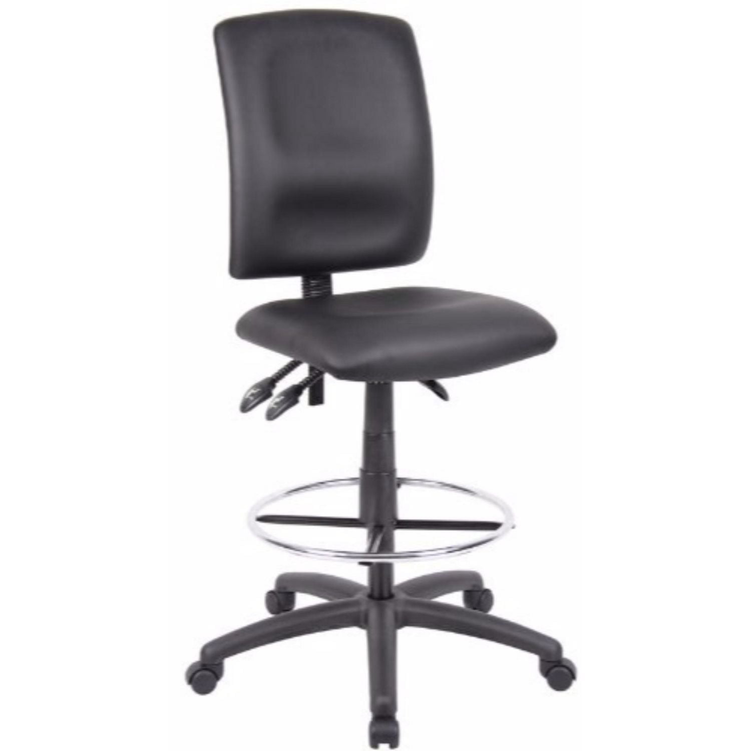 Nicer Furniture Leatherette Ergonomic Black Drafting Chair without Arms
