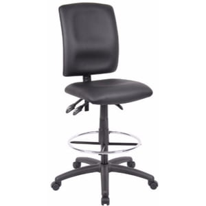 Nicer Furniture Leatherette Ergonomic Black Drafting Chair without Arms