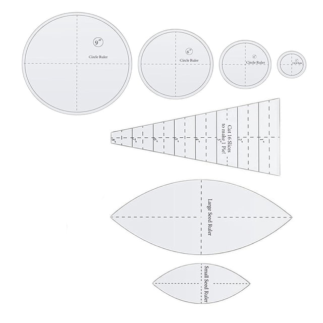 Kit de Modèle Règle de Broderie en Acrylique pour Quilting Cadeaux Réutilisables Bricolage Couture Artisanat pour Professionnels 7 Pcs/ensemble
