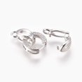 thumbnail image 3 of HLONK 5Set Brass Micro Pave Cubic Zirconia Fold Over Clasps Flat Round Clear Real Platinum Plated 32mm Inner  4.5mm, 3 of 4