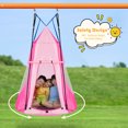 thumbnail image 4 of Gymax 40'' Kids Hanging Chair Swing Tent Set Hammock Nest Pod Seat Pink, 4 of 10