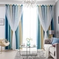 thumbnail image 2 of Mistaha 1 Pce Rideau Simple Dégradé à Étoiles Ajourées Double Couche Occultant Chambre Salon Rideau Isolant, 2 of 8