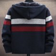 thumbnail image 3 of Chandails à Capuche Zippés pour Hommes à Manches Longues, Cardigan en Tricot à Imprimé Rayé, 3 of 7