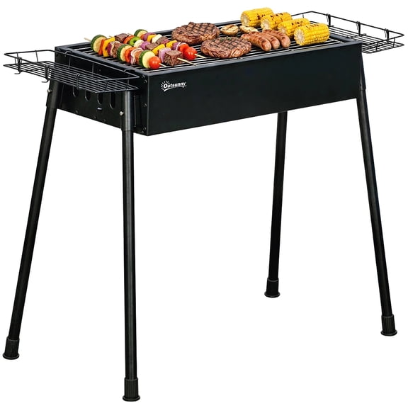 Outsunny Portable Charcoal Grill with Seasoning Baskets Hooks for Outdoor