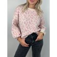 thumbnail image 4 of Honganda Pull Ample d'Automne pour Femmes Motif Léopard Manches Longues Tricot, 4 of 9
