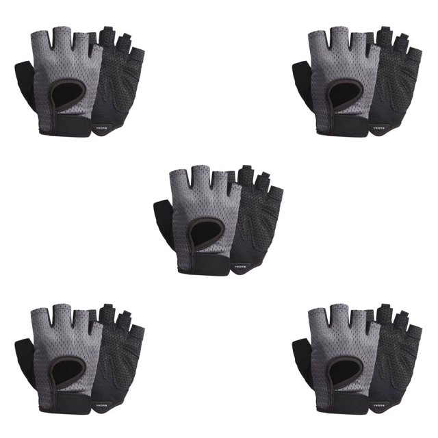 Wweixi 1 Pair Sports Gloves Portable Outdoor Cycling Breathable Shock Absorption Mitts Elastic Nonslip Riding Protection Mittens Gray L 5PCS