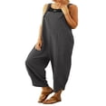 thumbnail image 1 of Combinaisons Amples pour Femmes à Ourlet Tulipe, Salopettes Amples à Encolure Carrée Sans Manches, Pantalons à Bavette avec Poches, Grande Taille, 1 of 6