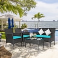 thumbnail image 3 of Costway 8PCS Patio Rattan Furniture Set Cushioned Sofa Coffee Table Backyard Turquoise, 3 of 10