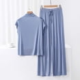 thumbnail image 1 of Weiqiqre Pajama Set for Women Ribbed Short Sleeve Tops Wide Leg Pants Comfy Pjs 2 Piece Lounge Sets Cute Outfits, 1 of 3