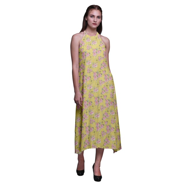 Bimba Robe de Plage d'Été pour Femmes à Dos Nu Imprimé Floral - Grande
