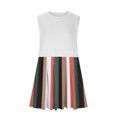 thumbnail image 3 of RKSTN Robes d'Été pour Femmes Décontractées Patchwork Sans Manches Col Rond Plissé Robes Amples Grande Taille Couleur Unie Taille Élastique Robes Midi, 3 of 4