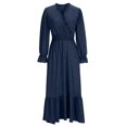 thumbnail image 4 of Gspmoly Robes d'Été pour Femmes, Robe Décontractée à la Mode et au Tempérament pour Femmes à Manches Longues et Col en V, Robes de Travail pour Femmes Économies, 4 of 6