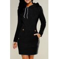 thumbnail image 1 of Spring Autumn Hooded Drawstring Women‘s Sweatshirt Dress Fashion Solid Pocket Package Hip Ladies Mini Dresses Plus Size, 1 of 6
