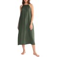 thumbnail image 4 of Kaemgyyd Robes à Col Licou pour Femmes Été Sans Manches Robe d'Été Décontractée Plage Vacances Fluide Bohème Mi-Longue avec Poches, 4 of 7