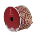 thumbnail image 3 of Northlight Burgundy Red and Gold Damask Christmas Wired Craft Ribbon 2.5" x 16 Yards, 3 of 3