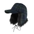 thumbnail image 1 of Wdhugt Unisex Fashion Plaid Lace-Up Ear Protection Imitation Long Haired Baseball Cap For Men And Women In Green Faux Fur Fabric One Size Fits Most Winter Hat For Casual And Outdoor Green, 1 of 3