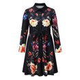 thumbnail image 4 of Blouse Décontractée pour Femmes à Boutons Manches Longues Col en V Chemises Ceinturées Blouse Hauts Robe, 4 of 5