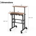 thumbnail image 4 of Giantex Mobile Standing Desk, Height Adjustable Sit to Stand Desk, Portable Laptop Desk, 2-Tier Computer Workstation for Home Office, Walnut, 4 of 9