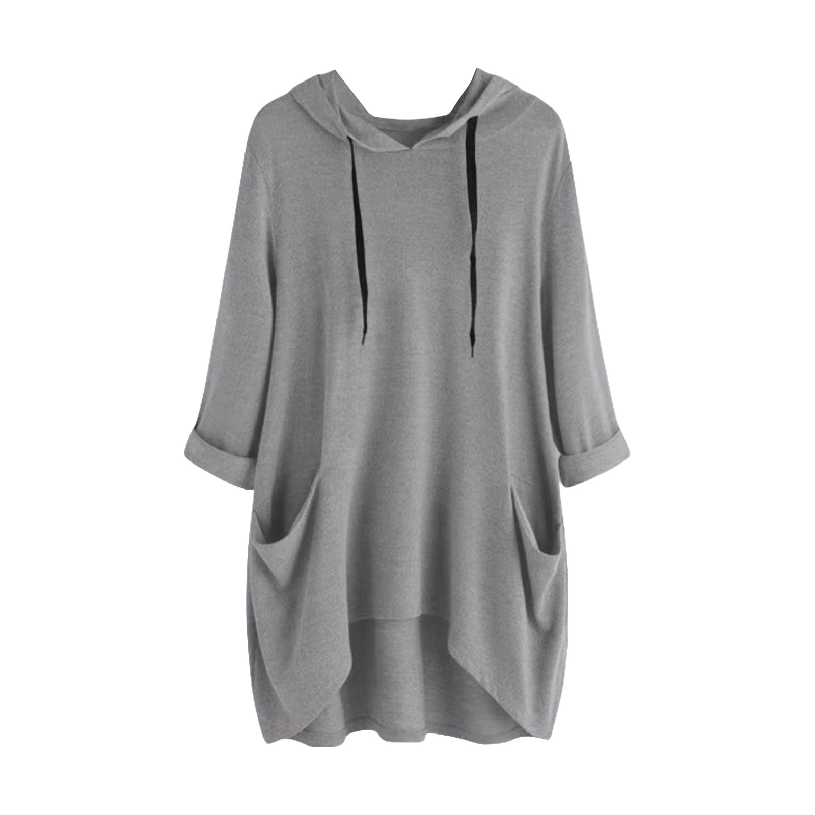 Timegard Hoodies for Women Plus Size Long Sleeve Drawstring Fall Casual Loose Comfy Blouse with Pockets