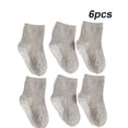 thumbnail image 2 of 6 Pieces Kids Stockings Socks with Nice Elasticity Comfortable Wearing Simple Style Good Craftsmanship Hose Keep Crawing medium gray 14-16, 2 of 6