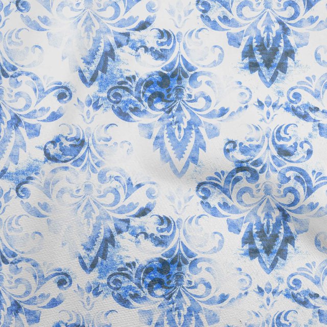 oneOone Rayon Medium Blue Fabric Damask Sewing Material Print Fabric By The Yard 56 Inch Wide