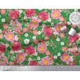 thumbnail image 2 of Soimoi Tissu Satin Modal Feuilles, Clématites & Roses Imprimés Floraux au Mètre 42 Pouces de Large, 2 of 3