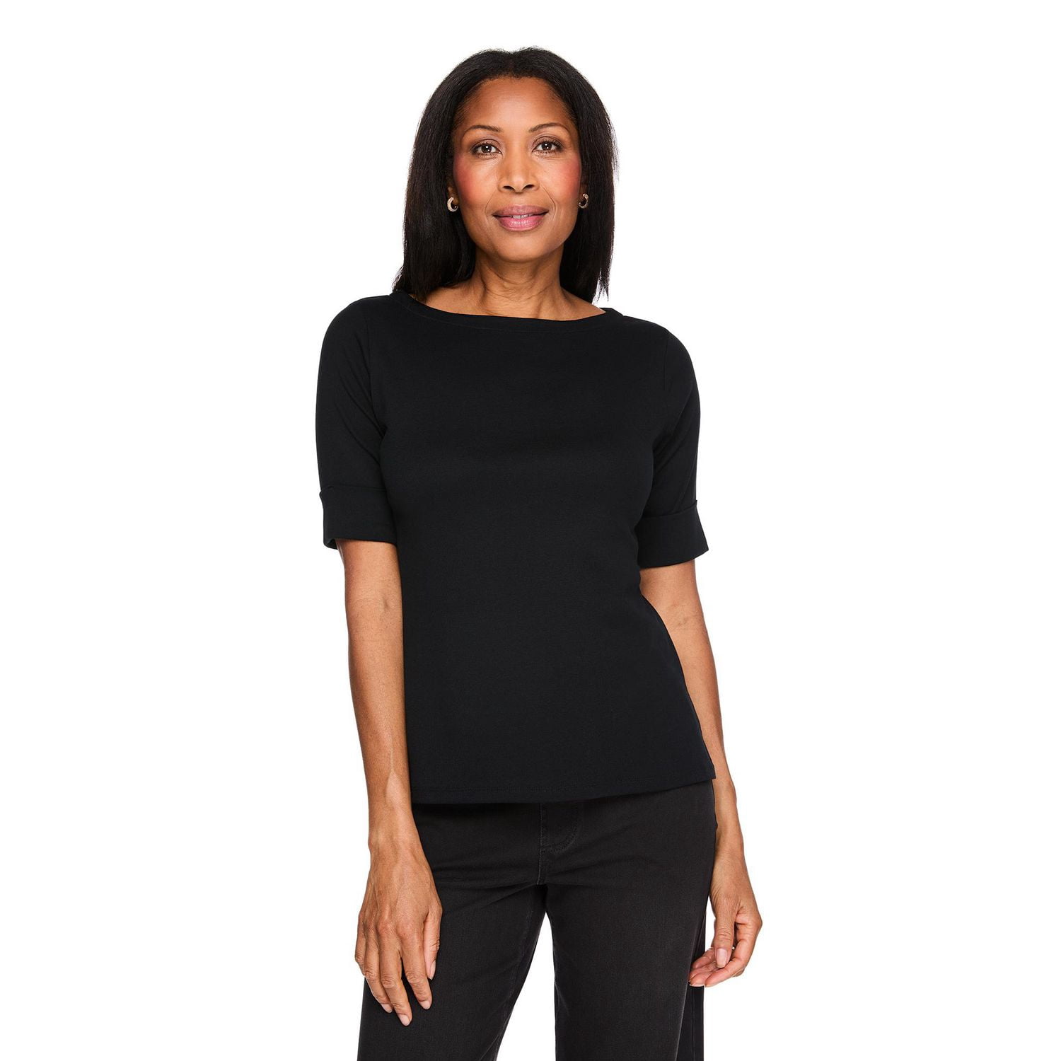 Karen Scott Women's Elbow-Sleeve Top