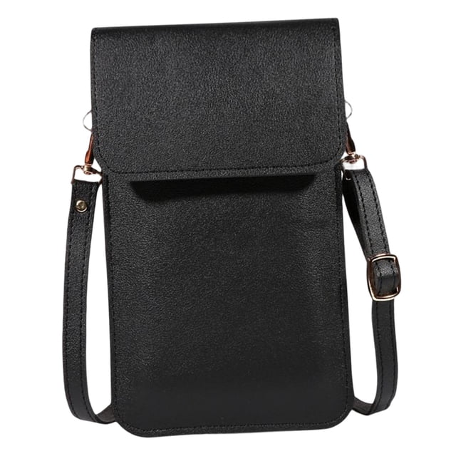 Petite Pochette Sac à Bandoulière pour Femmes Sac à Bandoulière Porte-Monnaie Support pour Dames Noir