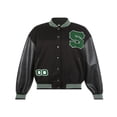 thumbnail image 1 of Vestes de Baseball pour Femmes en Cuir à Manches Longues avec Lettres, 1 of 6
