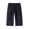 thumbnail image 3 of Men's Solid Color Cargo Pants - 3/4 Length Casual Trousers for Summer Outdoor, 3 of 4
