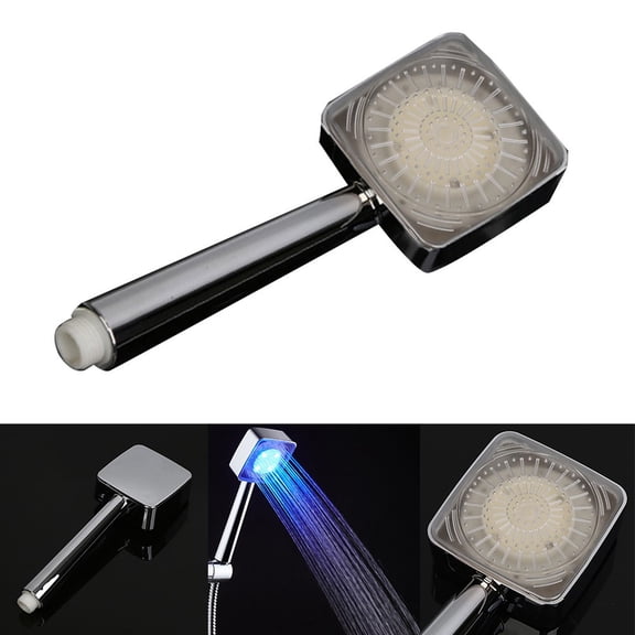 LED Light Hand Held Shower Head Sprayer with Color Changing Temperature Sensor